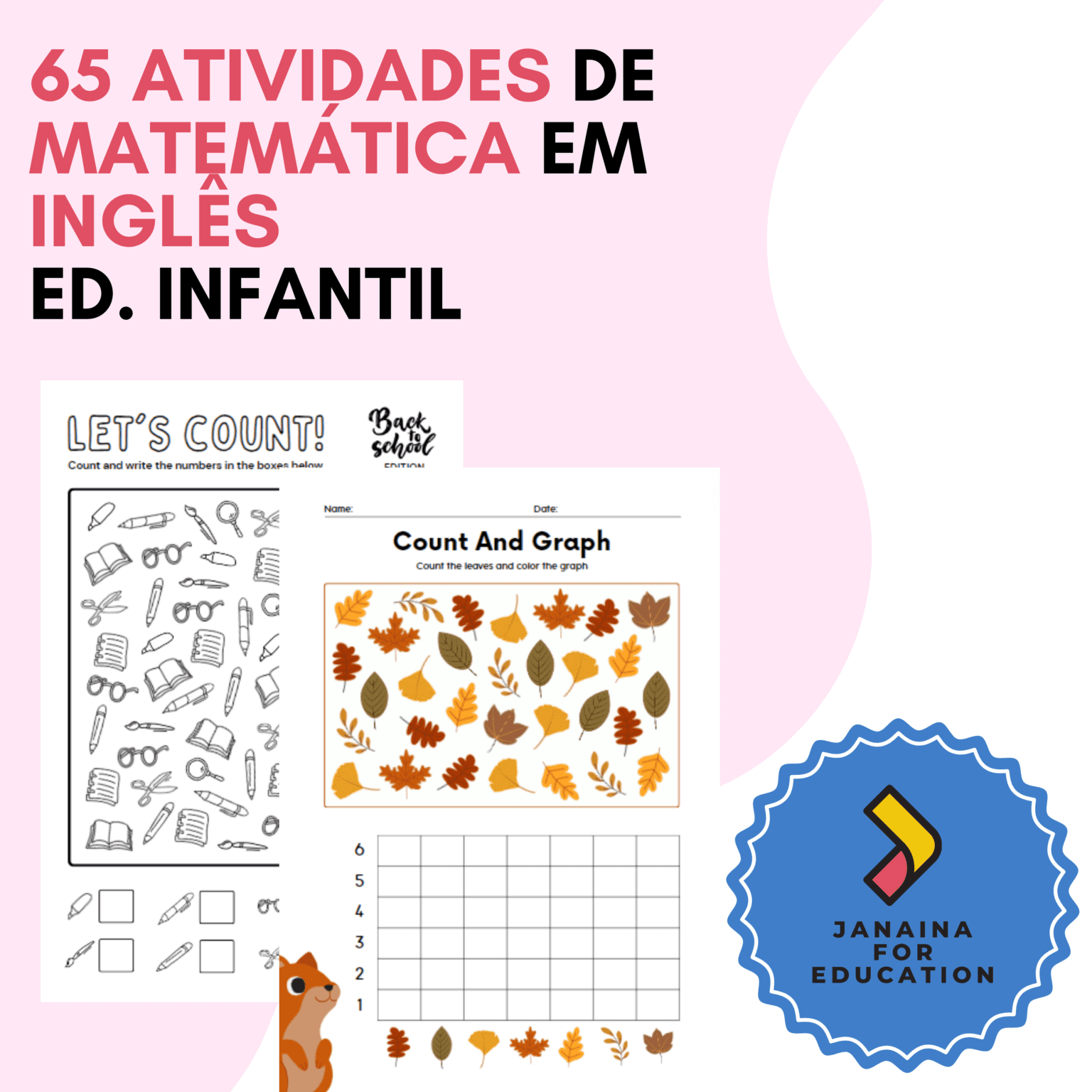 65 folhas de atividades de Matemática em Inglês para Educação Infantil