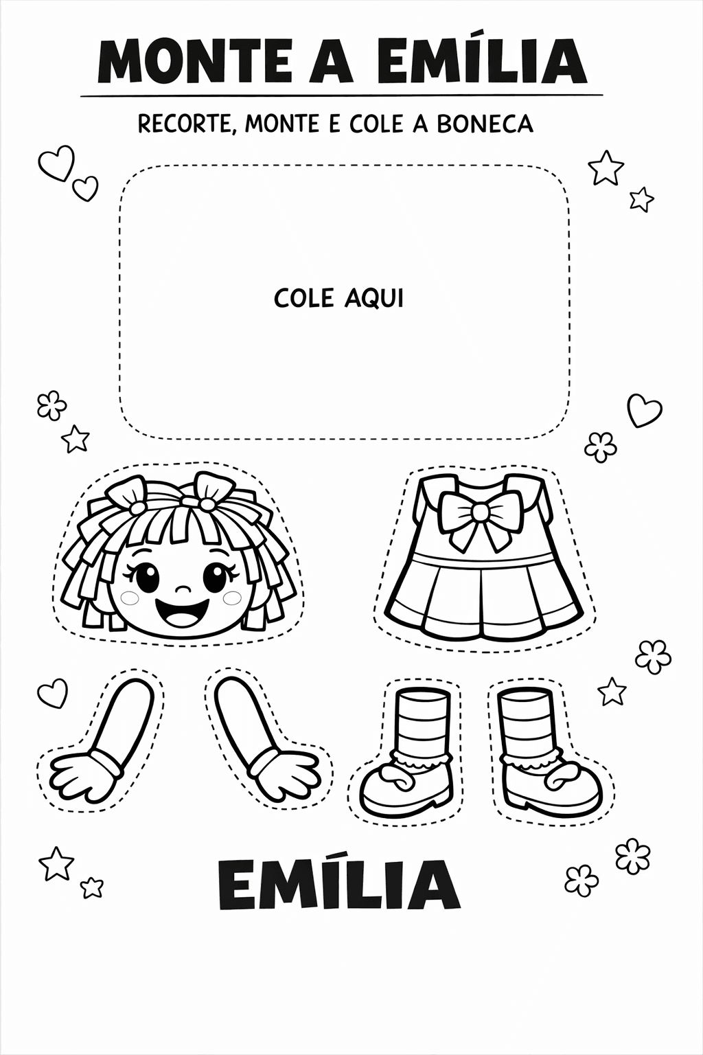 Folha de atividade - Emília recorte, monte e cole a boneca..png