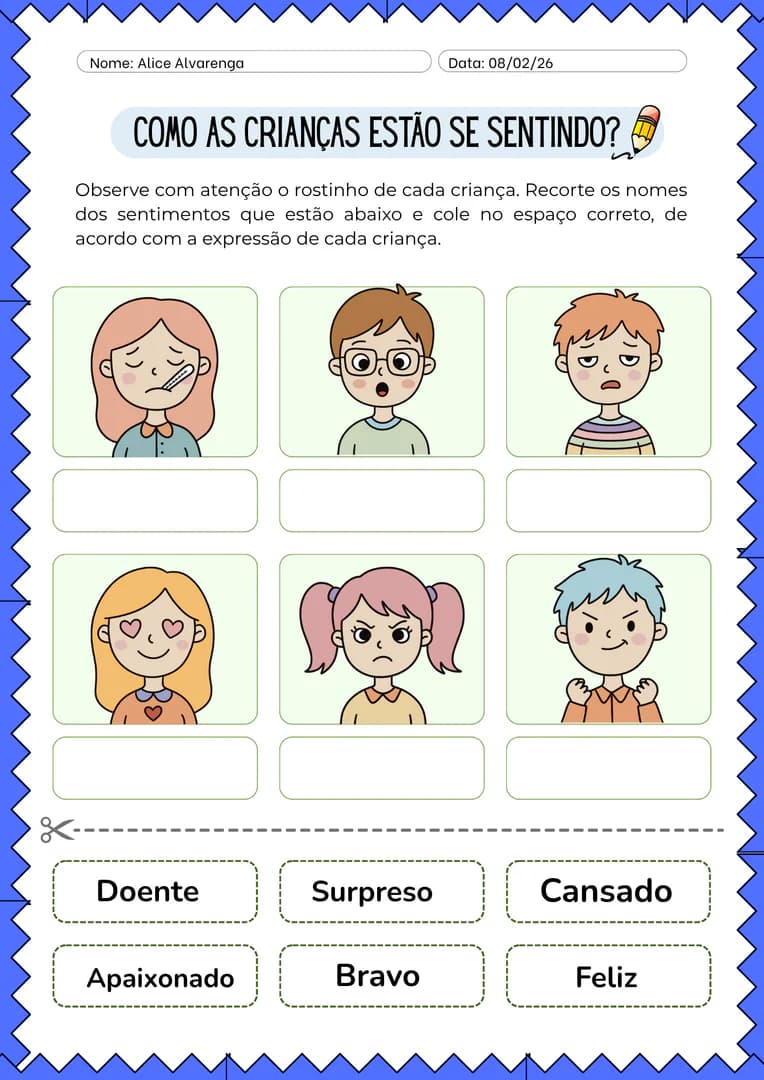 Folha de Atividade Sentimento das Crianças Infantil Marrom (2).png