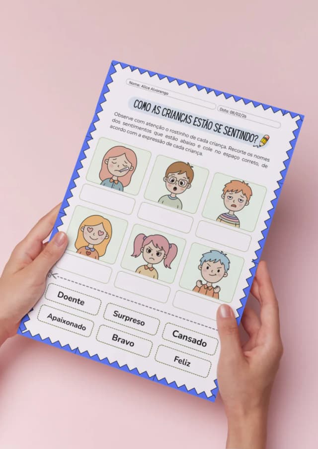 Folha de Atividade Sentimento das Crianças Infantil Marrom (3).png