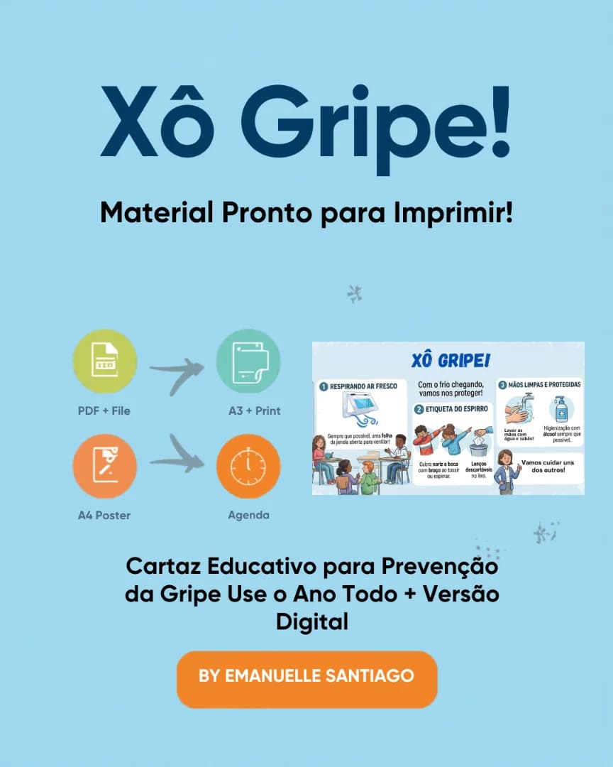 Cartaz Educacional Xô Gripe! com Elementos Fluídos.webp