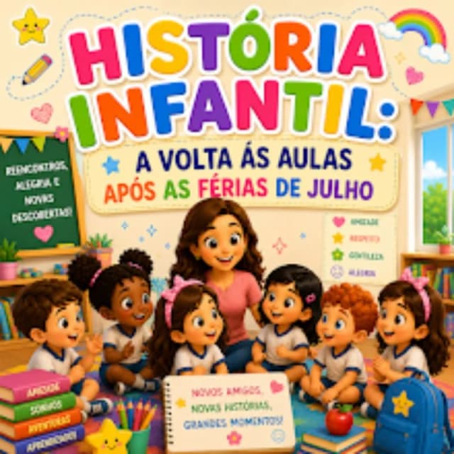 HISTÓRIA INFANTIL A VOLTA ÁS AULAS APO´S AS FÉRIAS DE JULHO.webp