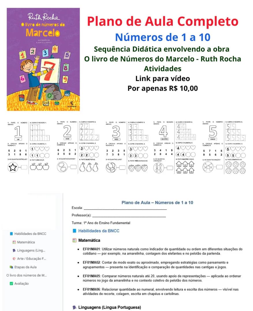 Números de 1 a 10 - Plano de aula completo | Tá Pronto