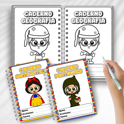 Capas de Caderno Branca de Neve, Capas para Caderno Escolar, Material Didático, Temática de Conto de Fadas, Decoração de Cadernos, Volta às Aulas, Material Escolar Personalizado, Ensino Divertido, Recursos Educativos.