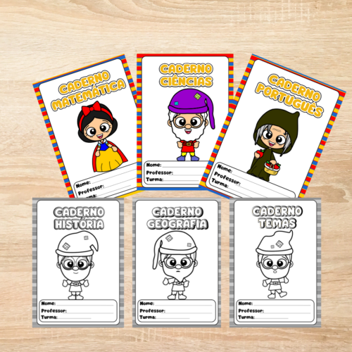 Capas de Caderno Branca de Neve, Capas para Caderno Escolar, Material Didático, Temática de Conto de Fadas, Decoração de Cadernos, Volta às Aulas, Material Escolar Personalizado, Ensino Divertido, Recursos Educativos.