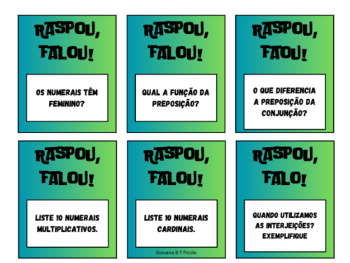 Raspou, falou! Classe de palavras