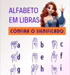 Marcador de página da personagem Princesa Libras, com a datilologia do alfabeto e dos números.