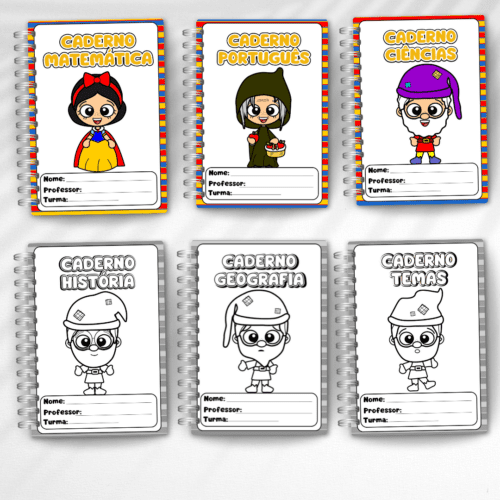 Capas de Caderno Branca de Neve, Capas para Caderno Escolar, Material Didático, Temática de Conto de Fadas, Decoração de Cadernos, Volta às Aulas, Material Escolar Personalizado, Ensino Divertido, Recursos Educativos.