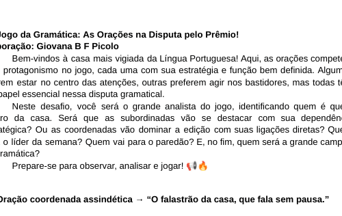 Orações na disputa do prêmio