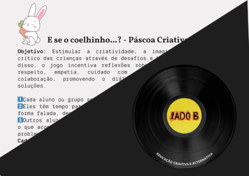 Apresentar o jogo "E se o coelhinho...?" como um recurso lúdico e reflexivo dentro de uma proposta maior de educação alternativa e criativa, promovida pelo selo Lado B.