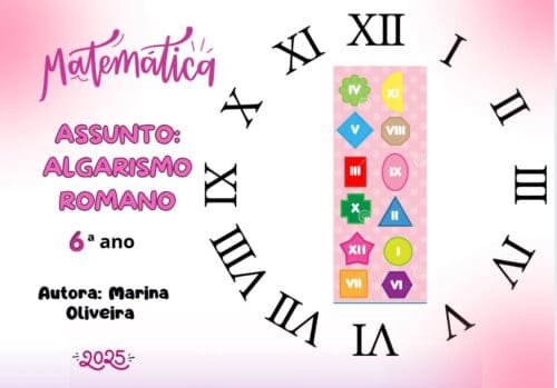 Imagine um mundo onde os números não são como os conhecemos, mas sim um conjunto de letras misteriosas que guardam segredos ancestrais. Bem-vindos ao fascinante universo dos algarismos romanos! Uma viagem no tempo: • Há muito, muito tempo, na Roma Antiga, um povo engenhoso criou um sistema de numeração único, onde letras se transformavam em números. • Essas letras, como I, V, X, L, C, D e M, eram como peças de um quebra-cabeça, que, quando combinadas, revelavam valores numéricos. Essa é 2ª de uma série de atividades que vão transformar o estudo da Matemática em uma aventura inesquecível! ALGARISMOS ROMANOS Preparem-se, ! Uma jornada emocionante pela fascinante Matemática está prestes a começar. Uma sequência de jogos interativos e desafiadores está chegando para turbinar seus conhecimentos e despertar sua curiosidade. Mergulhe nos números, desvende mistérios dos algarismos romanos e Sistema de Numeração Decimal em ordem e classe. Já já vem uma série de atividades que vão transformar o estudo da Matemática em uma aventura inesquecível!