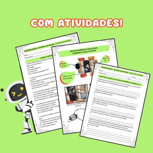 Robótica com Sucata - carrinho a pilha e motor DC